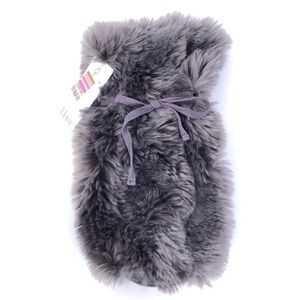 Nordstrom At Home Gray Faux Fur Fuzzy Wine Bottle Holder Gift NWT